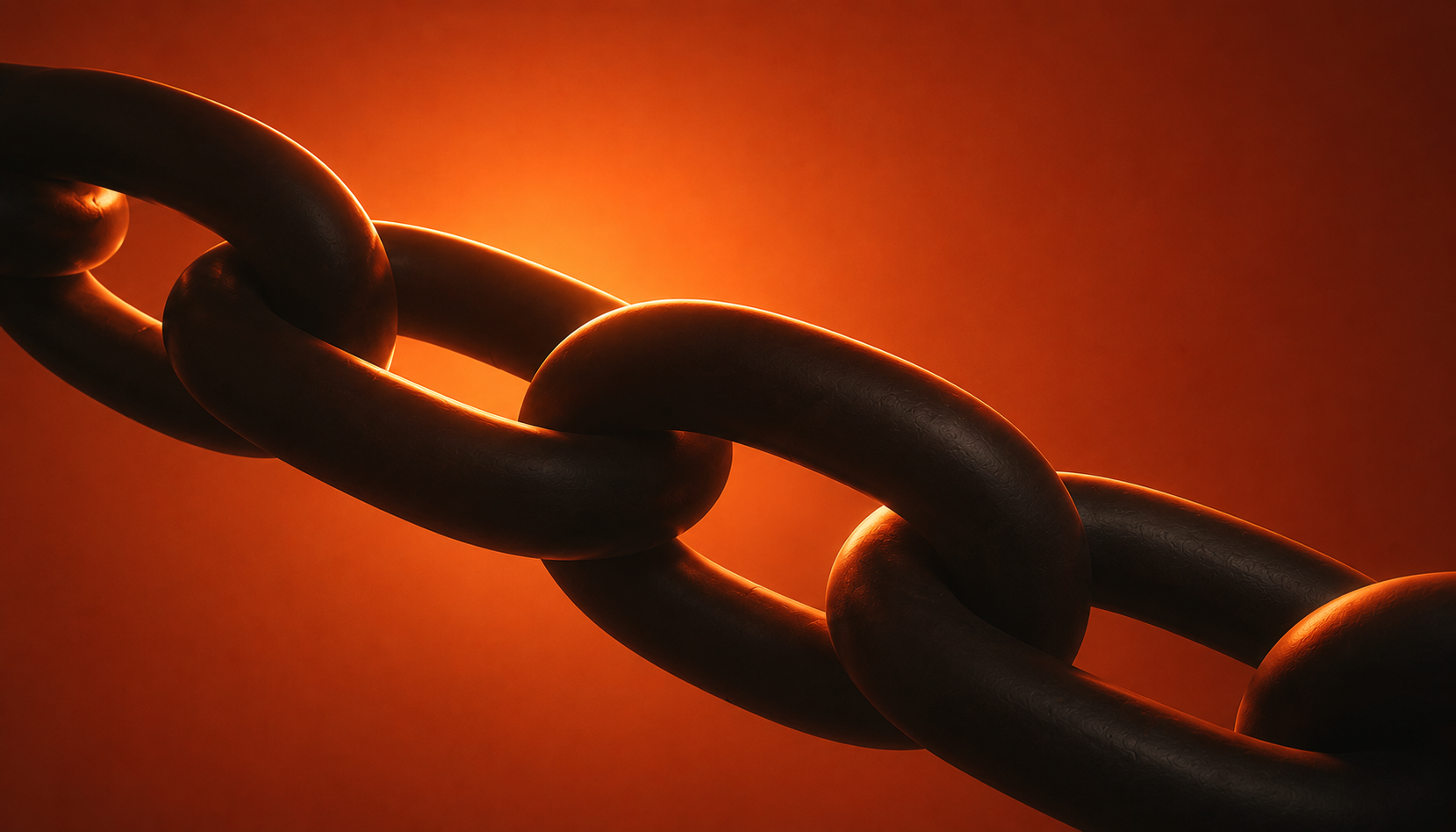 Glowing orange links in a chain