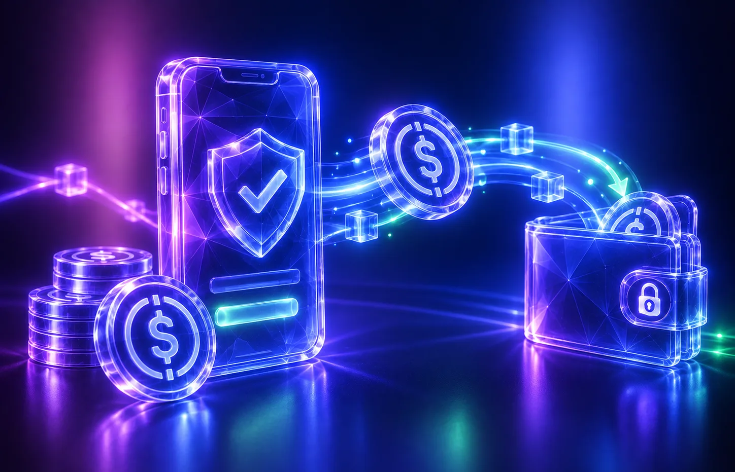 Stablecoins moving from a protected phone into a locked wallet